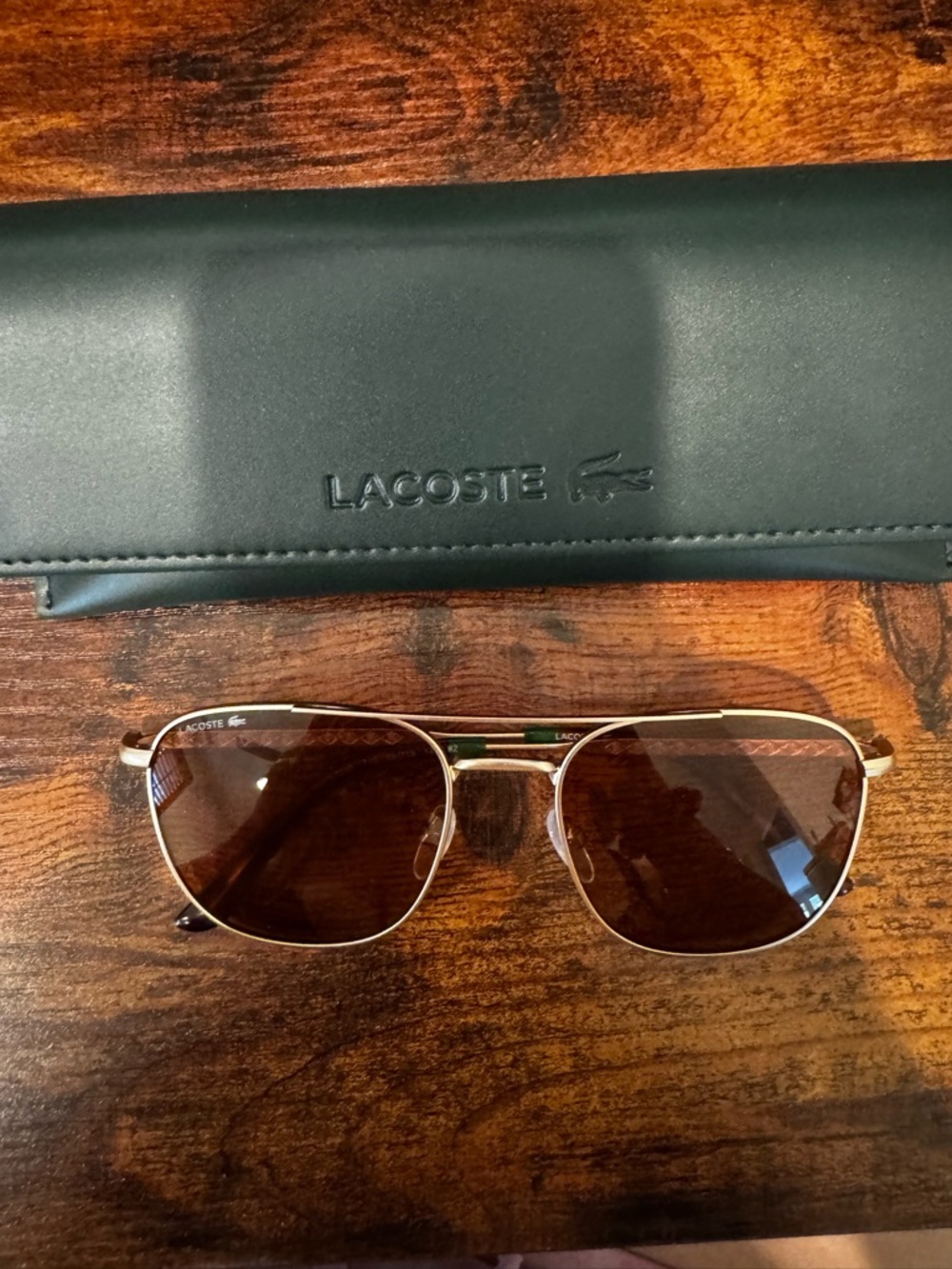Lacoste Gold Frame with Brown Lenses Aviator Shades
